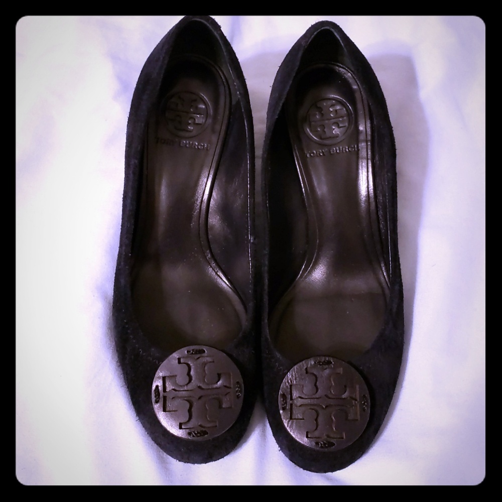 Tory burch blue wedges